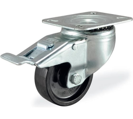 Изображение товара Жаростойкая поворотная колесная опора с площадкой и тормозом KAMA (от -40˚С до +300˚С) 100 мм 3302-BBB-100-F18-HT