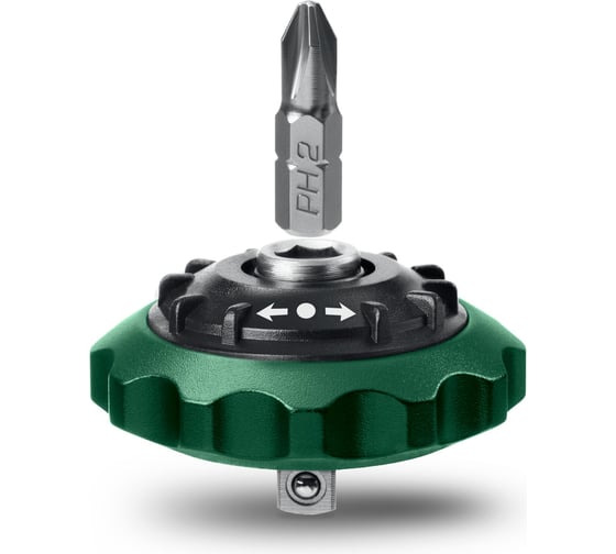 Изображение товара Суперкомпактная реверсивная трещотка для бит и головок KRAFTOOL Space Ratchet 25890