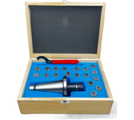 Изображение товара Патрон цанговый TORNERI 7:24 NT50 с набором цанг ЕR 25 из 18 шт. (1-16) Т022654