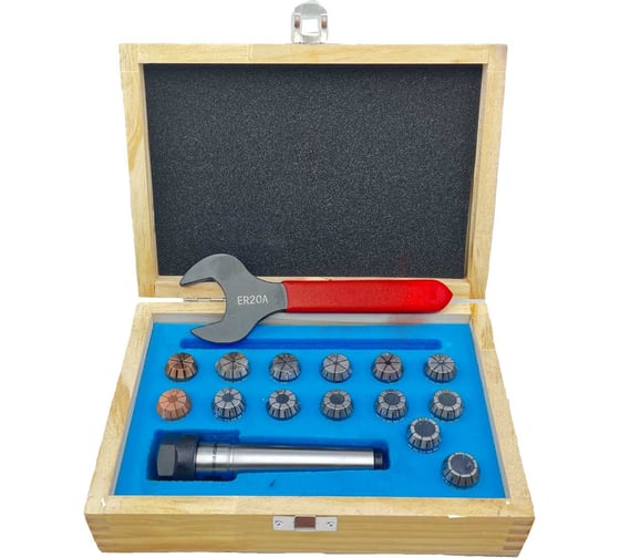 Изображение товара Патрон цанговый TORNERI КМ3 с набором цанг ЕR 20 из 14 шт. (1-13) Т022659