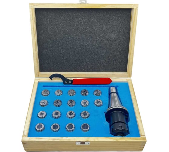Изображение товара Патрон цанговый TORNERI 7:24 NT40 с набором цанг ЕR 25 из 18 шт. (1-16) Т022653