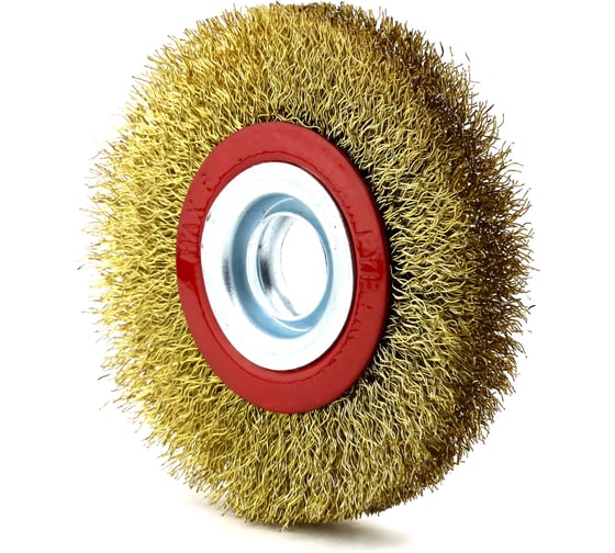 Изображение товара Щетка дисковая ОСБОРН Д100х16х20, ворс гофр латунир-я сталь 0.30, код 9-058 FW-LBS1