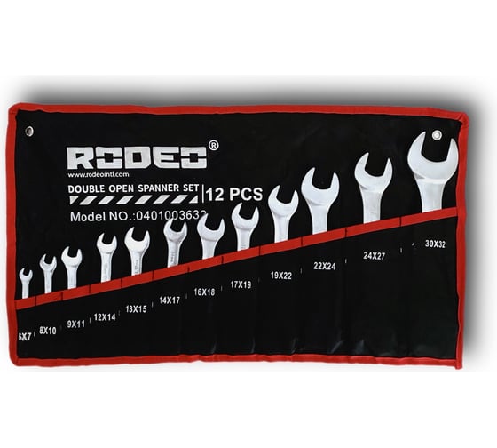 Изображение товара Набор двухсторонних гаечных ключей RODEO 12 шт. 401003632