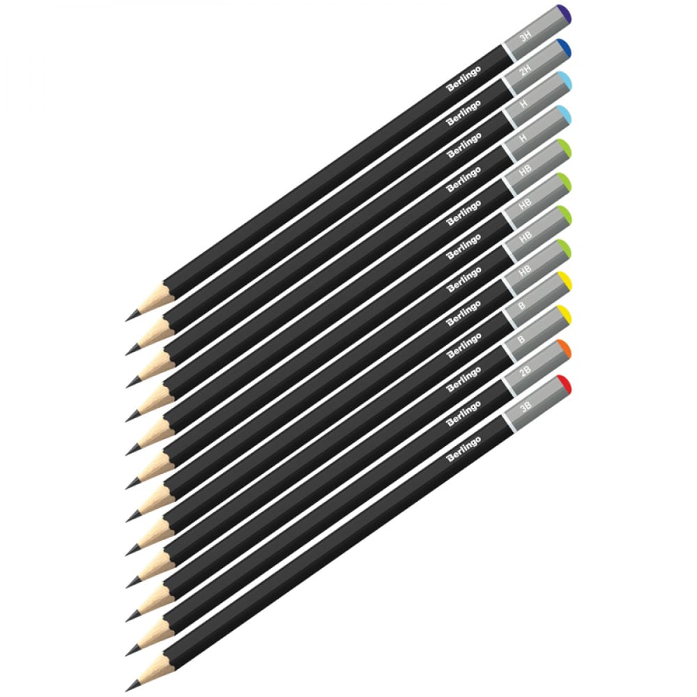Набор чернографитных карандашей Berlingo набор карандашей чернографитных 12 штук твердость 2н 8в граненные заточенные в картонной коробке