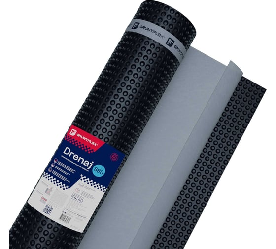 Изображение товара Профилированная мембрана с геотекстилем Gruntflex Drenaj 2х20 м, 40 кв.м GRUDR.2.40