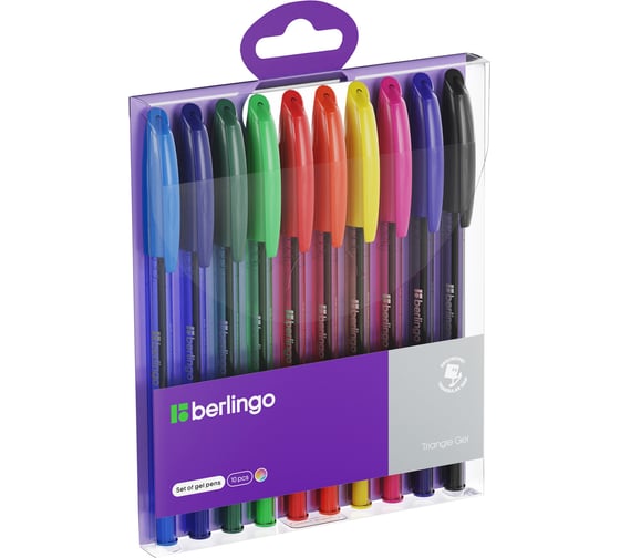 Изображение товара Набор гелевых ручек BERLINGO Triangle Gel 10 шт, 10 цветов, 0,5 мм, корпус ассорти CNg_20210