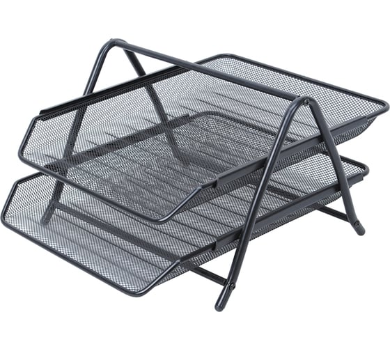 Изображение товара Горизонтальный лоток для бумаг BERLINGO Steel&Style 2 секции, металл, черный BMs_41022