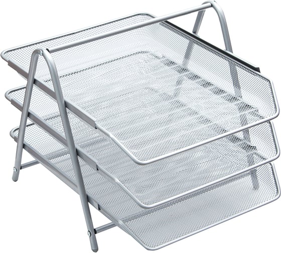 Изображение товара Горизонтальный лоток для бумаг BERLINGO Steel&Style 3 секции, металл, серебристый BMs_41031