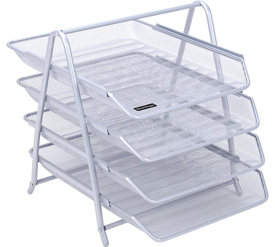 Изображение товара Горизонтальный лоток для бумаг BERLINGO Steel&Style 4 секции, металл, серебристый BMs_41041