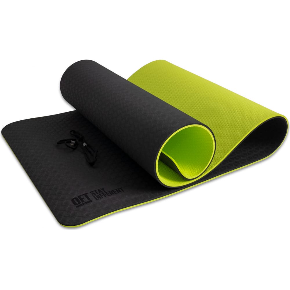 Двухслойный коврик для йоги Original FitTools, цвет зеленый FT-YGM10-TPE-BG - фото 1