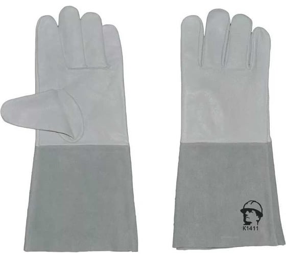 Изображение товара Краги серые кожа/спилок для аргонодуговой сварки РосМарка 35 см (1411), размер 10,5 K1411