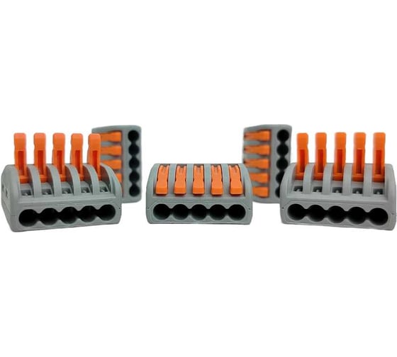 Изображение товара Универсальная клемма ЭЛЕКТРОБС СМК 222-415, 5-проводная серая 0,08-2,5/4 мм² упаковка 40 шт 22003