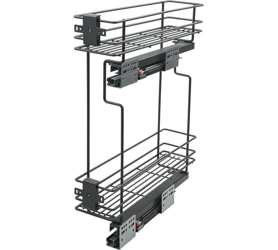 Изображение товара Бутылочница Lemax PROF на скрытых направляющих с доводчиком в базу 150 мм (правая), вулканический серый VK-05-150DR-VG