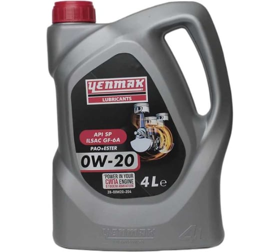 Изображение товара Масло 0W20 моторное синтетическое ILSAC GF-6A | API SP | ACEA A1/B1 4L 28-00W 20- 204 Yenmak 28-00W20-204