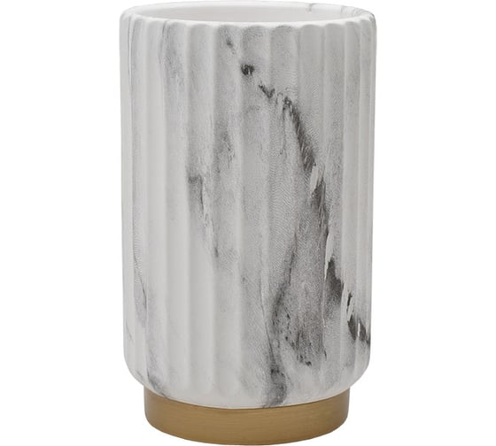 Изображение товара Декоративная ваза Вещицы Рельеф, 125х125х200 мм, мраморный, золотой Cha31-S