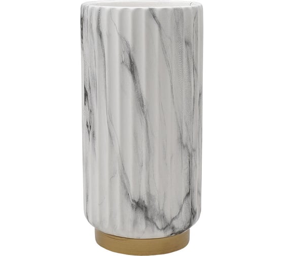 Изображение товара Декоративная ваза Вещицы Рельеф, 135х135х260 мм, мраморный, золотой Cha31-M