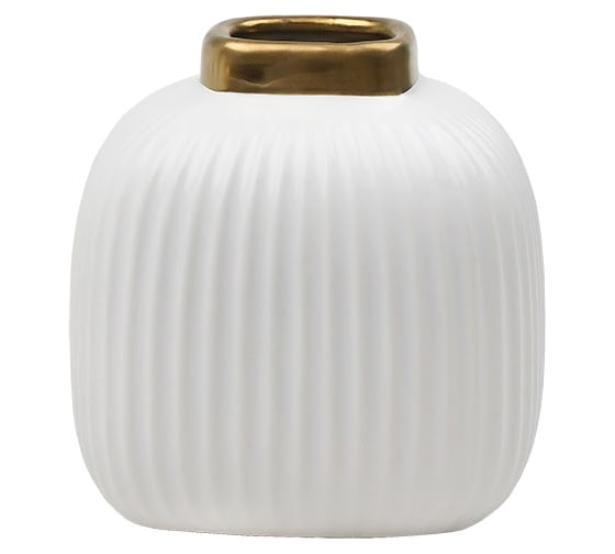 Изображение товара Декоративная ваза Вещицы Шарм, 130х130х130 мм, белый, золотой Cha32