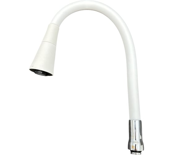 Изображение товара Гибкий излив для кухонного смесителя GRIALE силиконовый, 50 см, 2 режима струя и душ, вращение 360 градусов, 3/4, хром/белый M7180