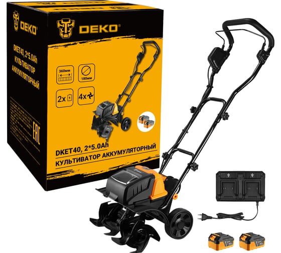 Изображение товара Культиватор аккумуляторный DKET40, 2_5.0Ач, двойное з/у DEKO 085-2023