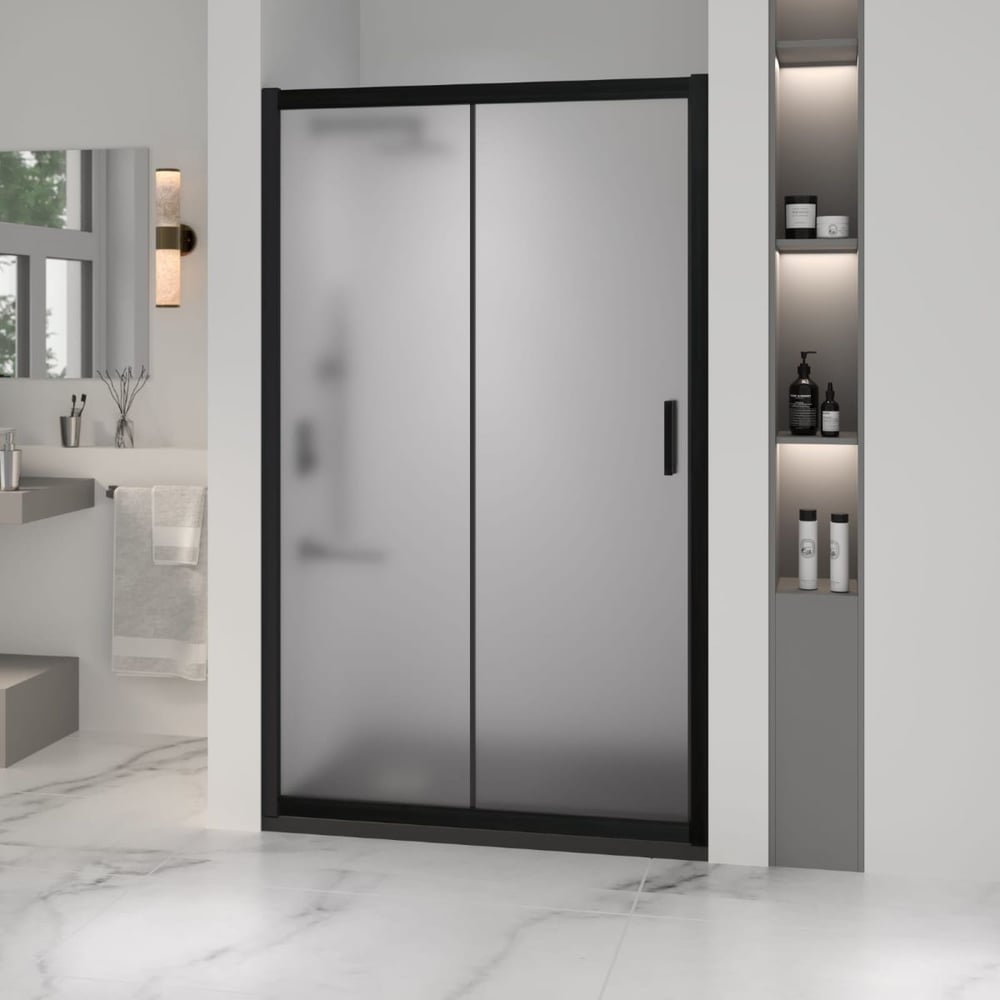 Изображение товара Душевая дверь RGW PA-016 B 130x195 закаленное стекло раздвижная черная матовая