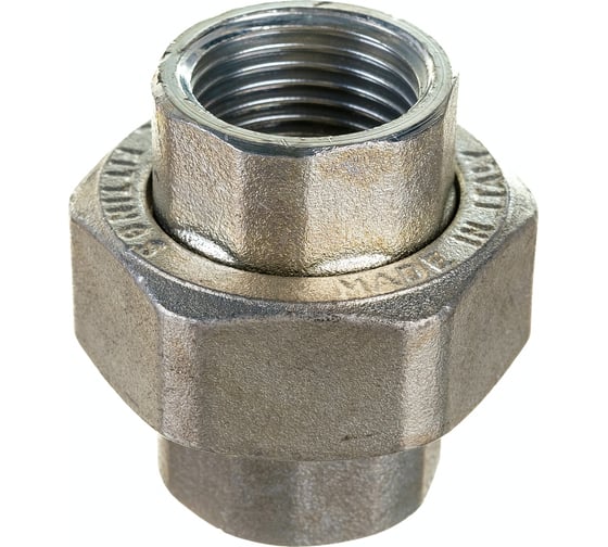 Изображение товара Прямой сгон американка ELSEN ВВ, 1/2, 1/2, TIN латунь, с плоским уплотнением EBF21.12T