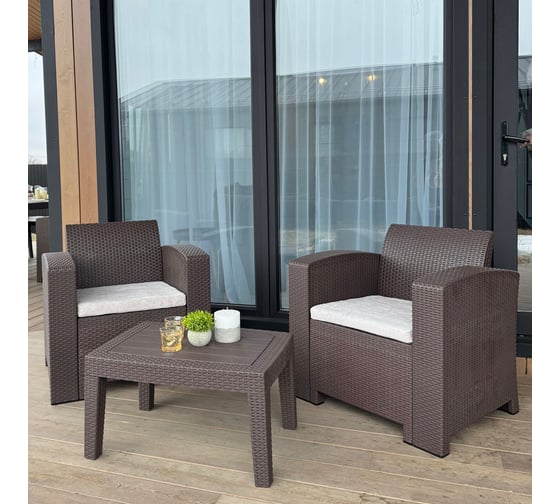 Изображение товара Комплект садовой мебели из пластика Royal Family LANA LUX XS коричневый 836-61-21-1