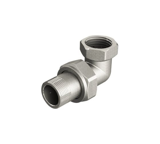 Изображение товара Угловой сгон американка ELSEN НВ, 1/2, 1/2, TIN латунь, с плоским уплотнением EBF27.12T