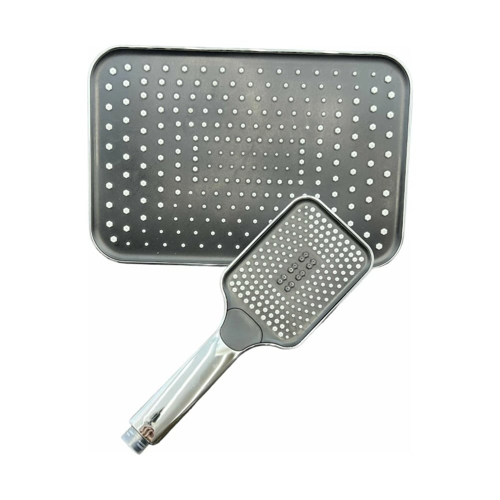 Изображение товара Комплект леек для душа GRIALE душевая и тропическая из ABS-пластика черный хром