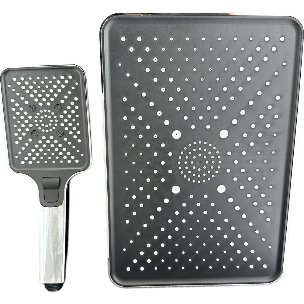 Изображение товара Комплект леек для душа GRIALE душевая лейка и тропическая лейка из ABS-пластика, цвет хром/черный AH101T