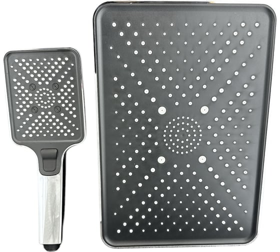 Изображение товара Комплект леек для душа GRIALE душевая лейка и тропическая лейка из ABS-пластика, цвет хром/черный AH101T