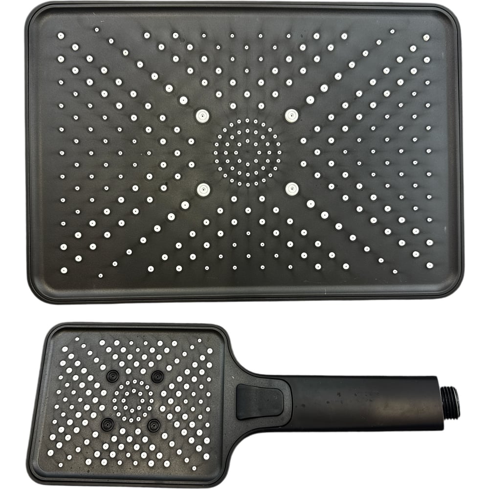 Изображение товара Комплект леек для душа GRIALE душевая лейка и тропическая лейка из ABS-пластика, цвет матовый черный AH101HT