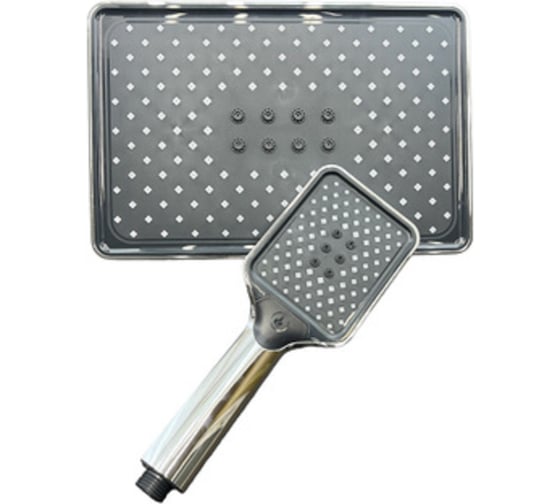 Изображение товара Комплект леек для душа GRIALE душевая лейка и тропическая лейка из ABS-пластика, цвет черный/хром GR74T