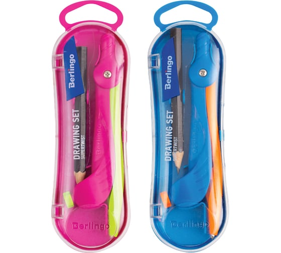 Изображение товара Готовальня BERLINGO Supertwist 2 предмета, пластиковый циркуль 120 мм, + карандаш DS_10202