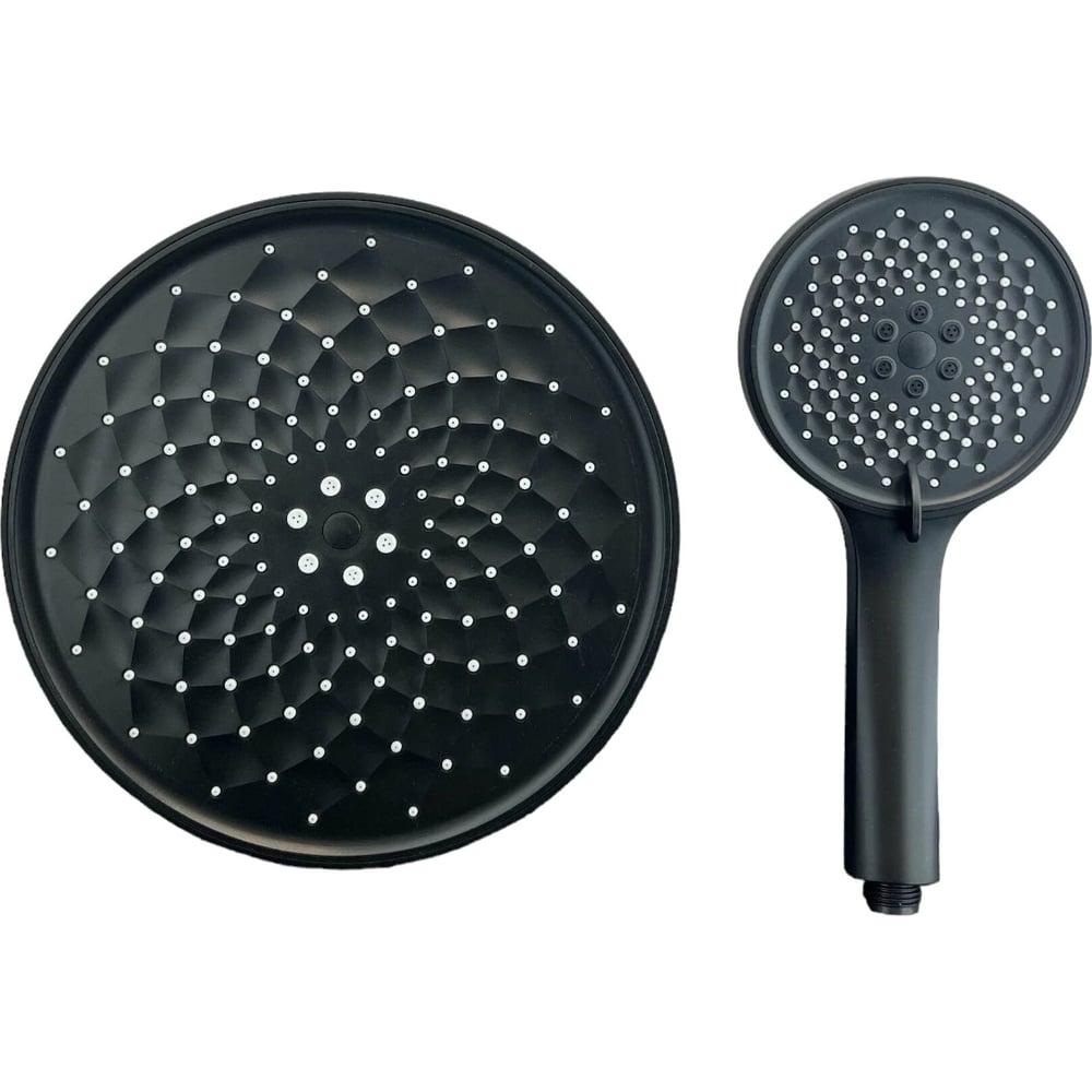 Изображение товара Комплект GRIALE душевые лейки GR77HT черные 12х25 см и 25х25 см