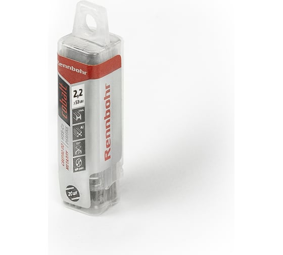 Изображение товара Сверло по металлу RENNBOHR COBALT PROM 2.2x53 мм, HSS-Co, Р6М5К5, 20 шт/уп 670022
