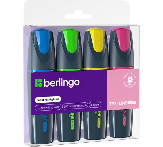 Изображение товара Набор текстовыделителей BERLINGO Textline HL300 4 цвета, 1-5 мм T3020