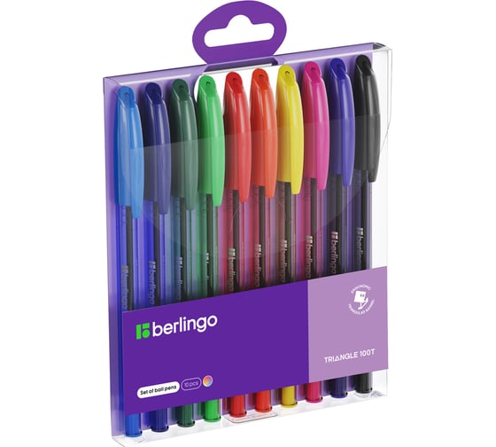 Изображение товара Набор шариковых ручек BERLINGO Triangle 100T 10 шт, 10 цветов, 0,7 мм, корпус ассорти CBp_07010