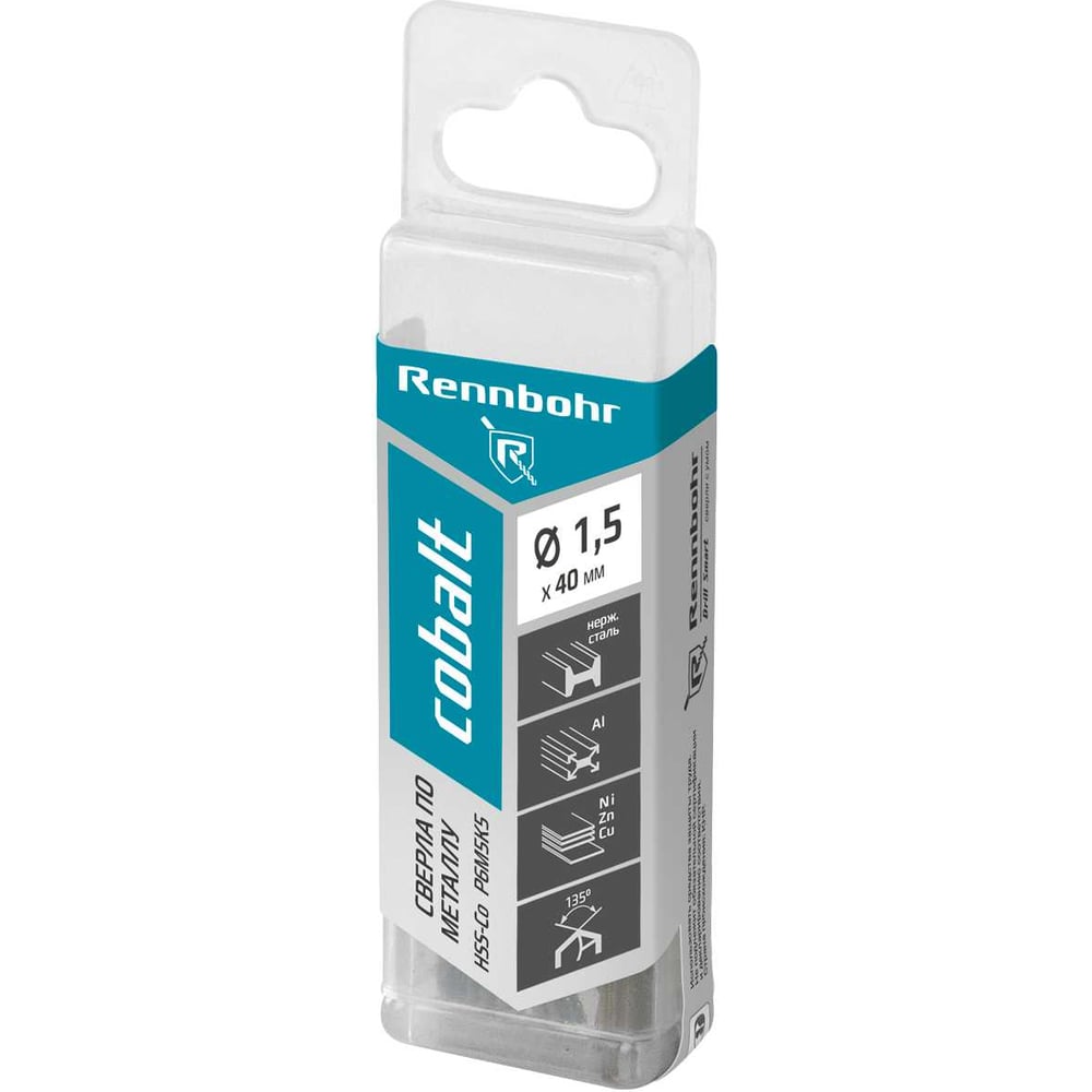 Изображение товара Сверло по металлу RENNBOHR COBALT PROM 1.5x40 мм 20 шт HSS-Co DIN 338