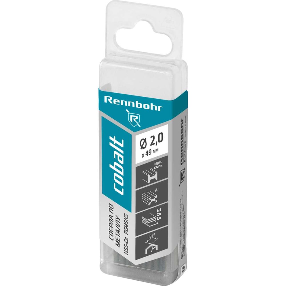Изображение товара Сверло по металлу RENNBOHR COBALT PROM 2.0x49 мм HSS-Co, 20 шт/уп