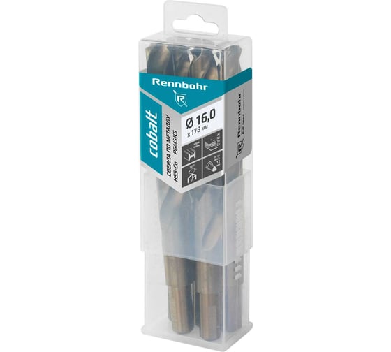 Изображение товара Сверло по металлу RENNBOHR COBALT PROM 3-х гр. хвост, 16.0x178 мм, хв-к 12 мм, HSS-Co, Р6М5К5, 5 шт/уп 671160