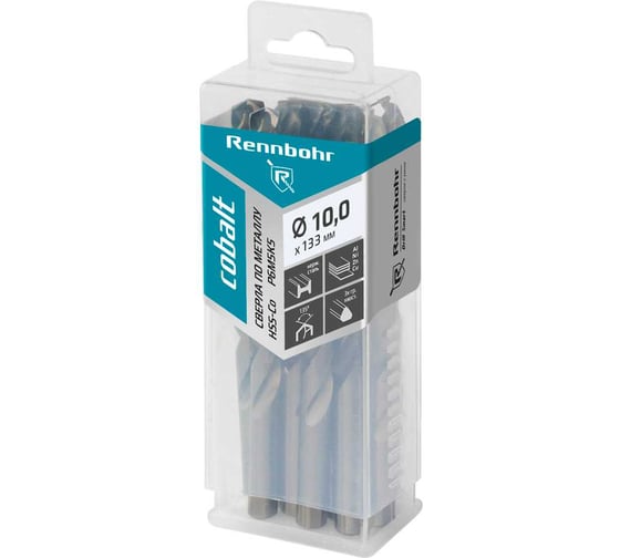 Изображение товара Сверло по металлу RENNBOHR COBALT PROM 3-х гр. хвост, 10.0x133 мм, HSS-Co, Р6М5К5, 10 шт/уп 671100