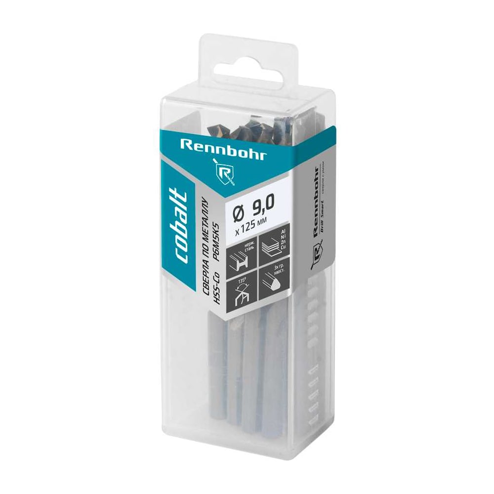 Изображение товара Сверло по металлу RENNBOHR COBALT PROM 9x125 мм, HSS-Co, 10 шт
