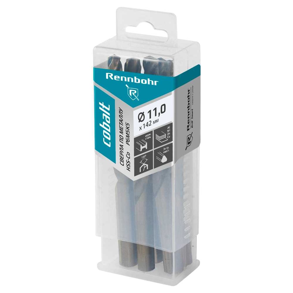 Изображение товара Сверло по металлу RENNBOHR COBALT PROM 11 мм 142 мм 10 шт/уп