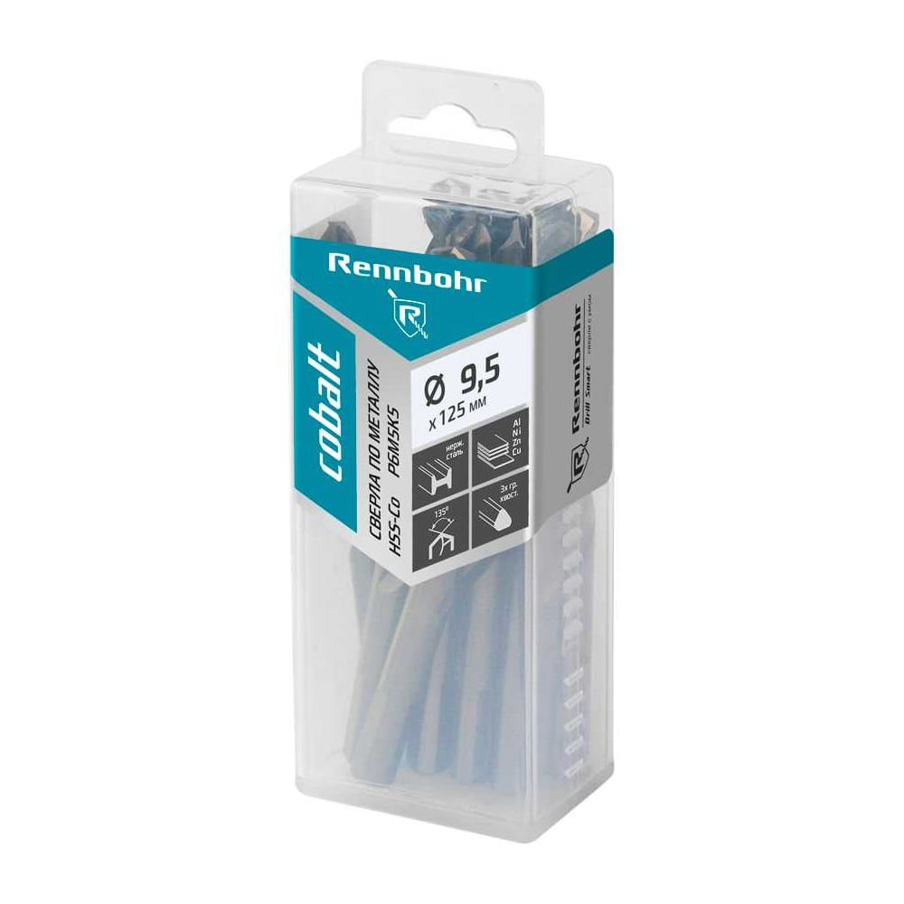 Изображение товара Сверло по металлу RENNBOHR COBALT PROM 9.5x125 мм 10 шт HSS-Co