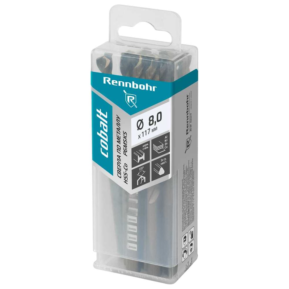 Изображение товара Сверло по металлу RENNBOHR COBALT PROM 8х117 мм HSS-Co, 10 шт