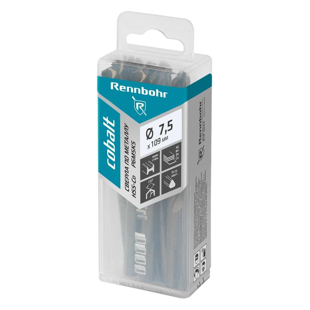 Изображение товара Sверло по металлу HSS-CO COBALT PROM 7,5 мм, 109 мм, 10 шт