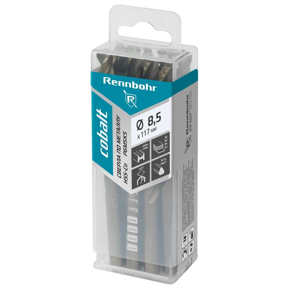 Изображение товара Сверло по металлу RENNBOHR COBALT PROM 8.5x117 мм, 10 шт