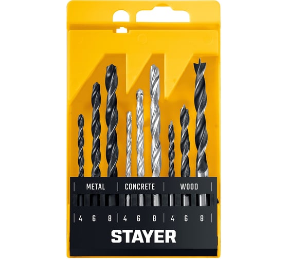 Изображение товара Набор комбинированных сверл STAYER Combi 9 предметов STAYER 29720-H9_z01
