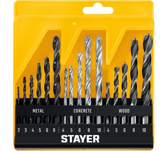 Изображение товара Набор комбинированных сверл STAYER Combi 16 предметов 29720-H16_z01
