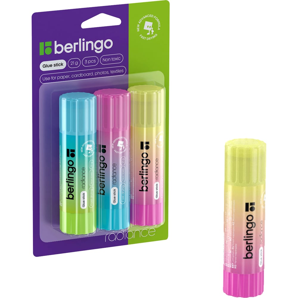 Клей-карандаш BERLINGO Radiance 21 г, 3 шт в блистере FPp_21000_3